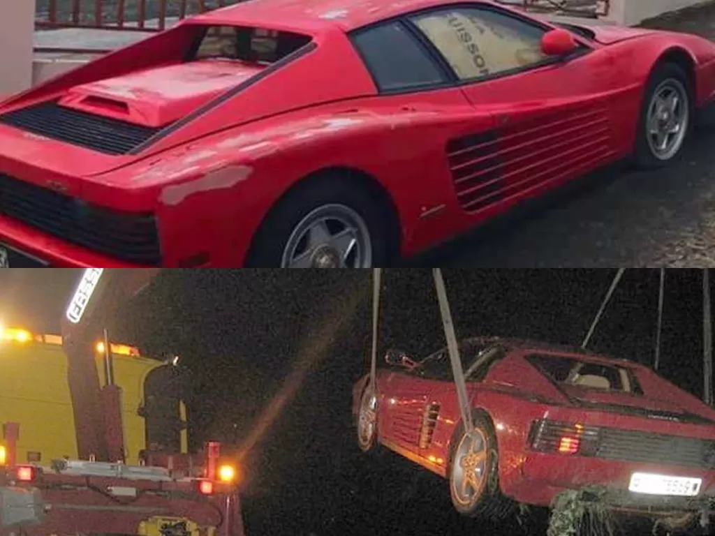 Tampilan Ferrari Testarossa klasik yang diabaikan selama 17 tahun lamanya. (Dok. Carscoops/Instagram/@ratarossa)