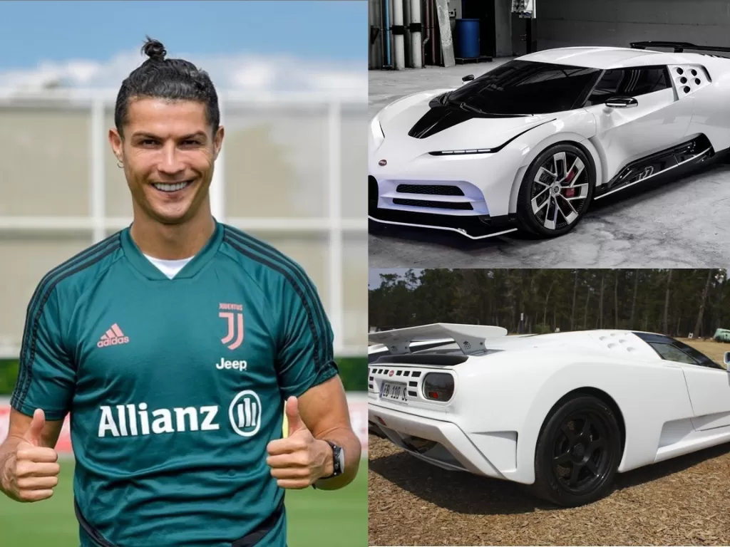 Cristiano Ronaldo dan mobil Bugatti barunya. (Instagram/cristiano/AutoConception/Topspeed)