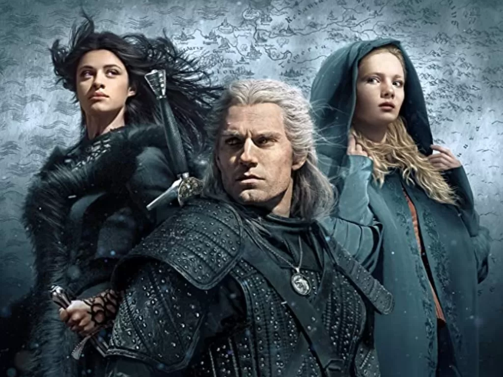 Henry Cavill, Freya Allan, dan Anya Chalotra dalam The Witcher (2019). (IMDb)