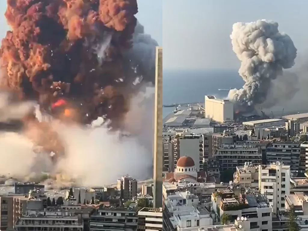 Ledakan di Beirut, Lebanon berasal dari gas beracun (Twitter/@SuperSaf)