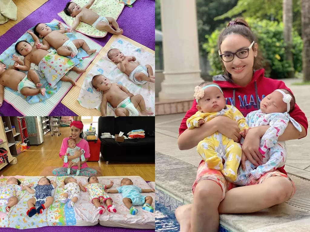 Seorang wanita kaya yang merawat enam bayi. (Photo/Instagram/@monica_soraya_hariyanto)