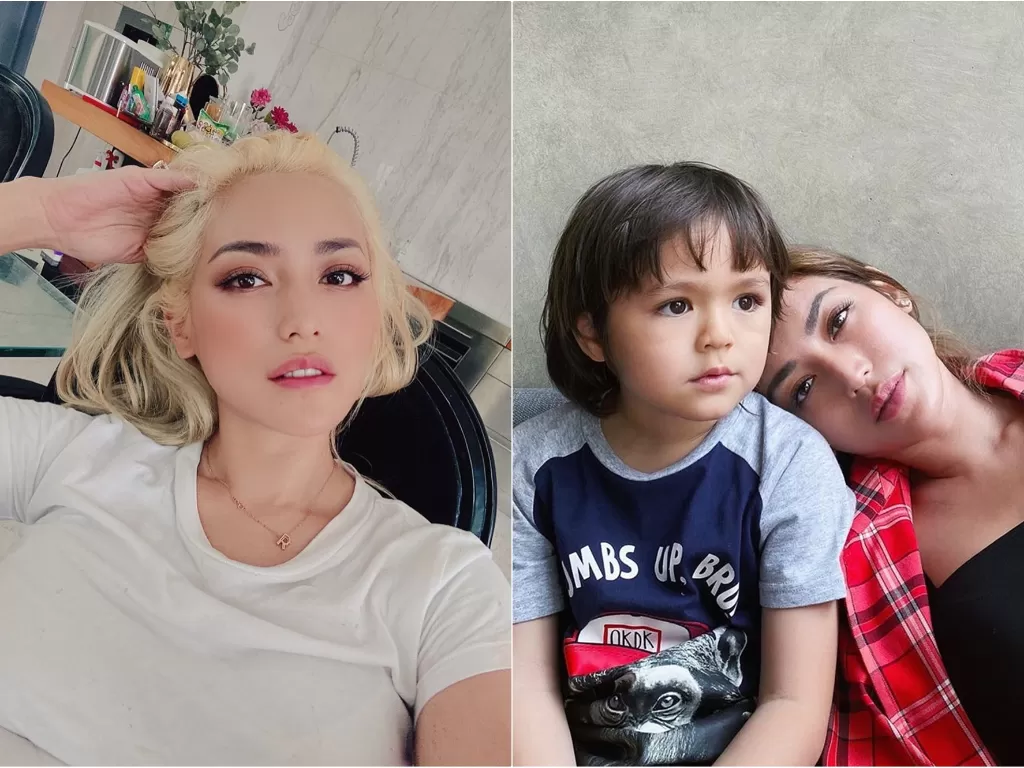 Kiri: Jessica Iskandar. Kanan: Jessica Iskandar dan anaknya. (Instagram/@inijedar)
