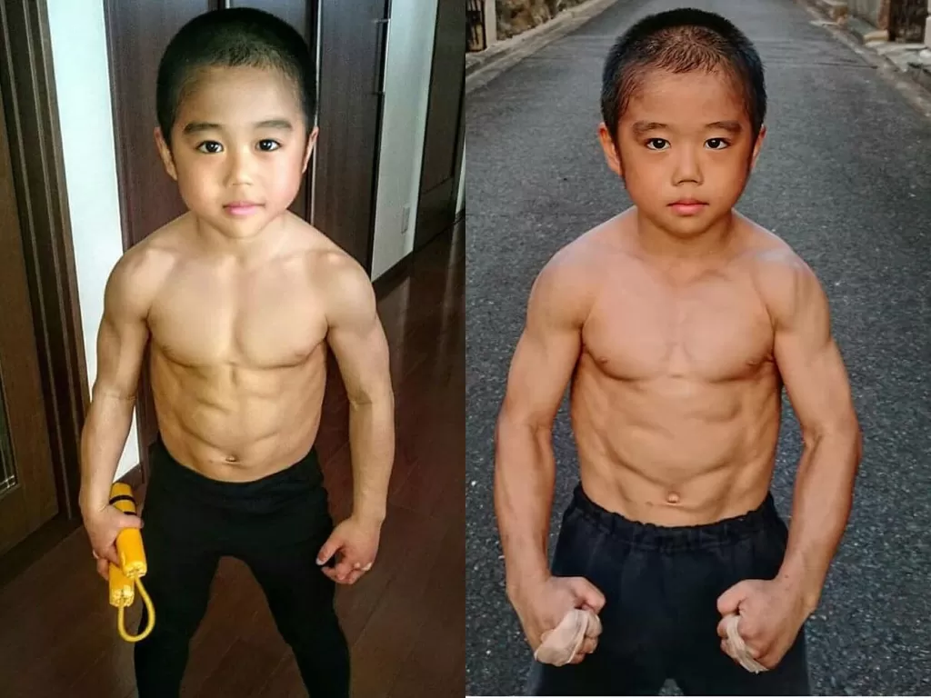 Ryusei Imai bocah berumur 10 tahun yang punya otot yang luar biasa(photo/Instagram/@ryuseiimai0416)