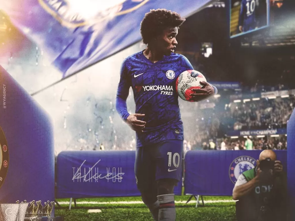 Willian, pemain Chelsea yang akan hengkang. (photo/Instagram/@willianborges88)