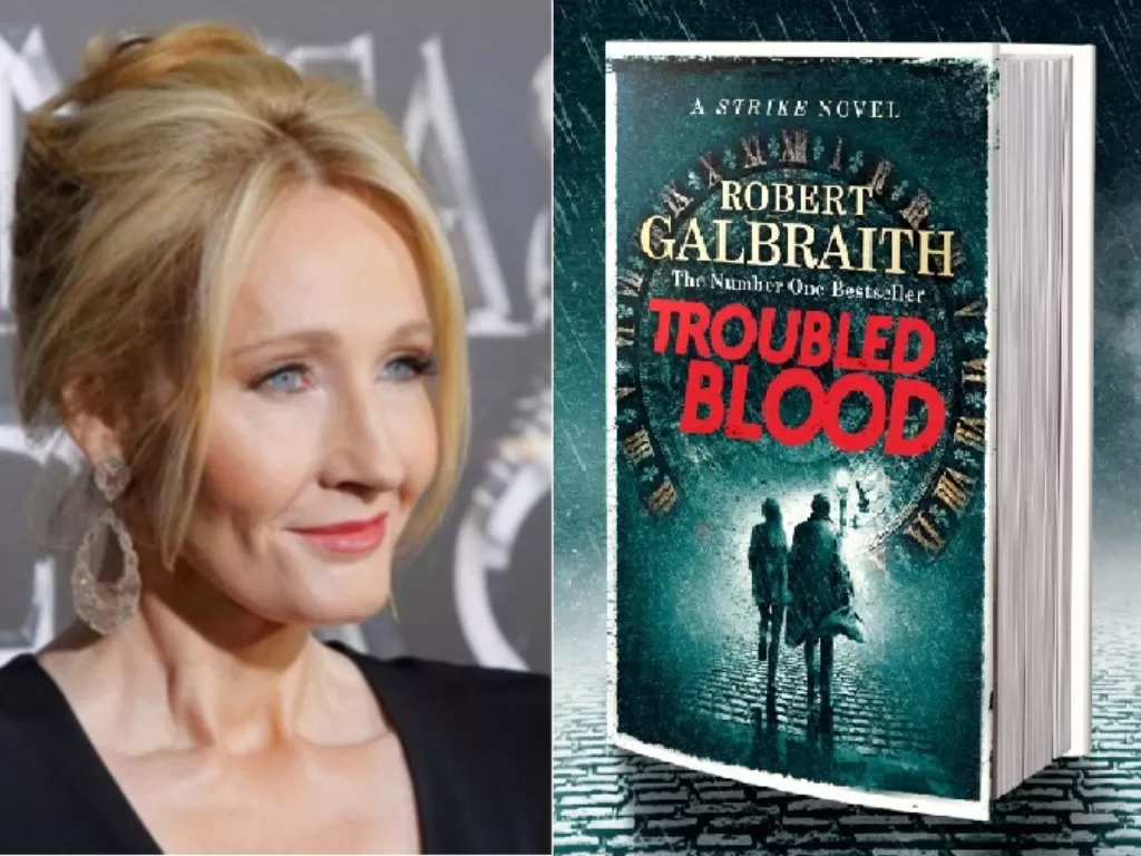 Kiri: J.K. Rowling. (REUTERS/Andrew Kelly), Kanan: Buku baru Troubled Blood (Twitter/JK_Rowling).
