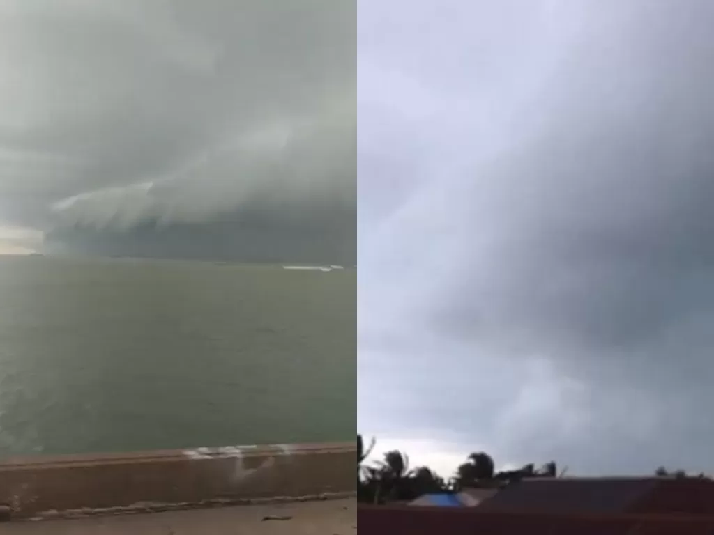 Fenomena awan arcus di Meulaboh, Aceh, untuk kedua kalinya pada Senin (10/8/2020).