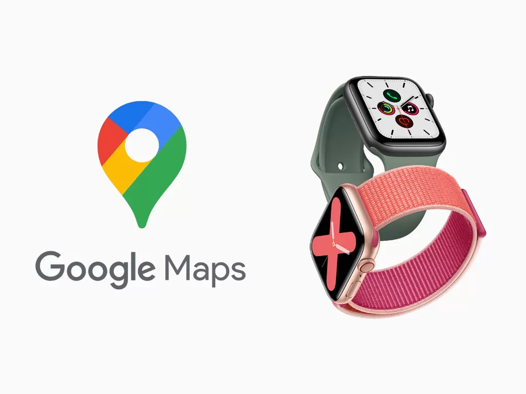 Logo Google Maps dan Apple Watch Series 5 (photo/Google/Apple)