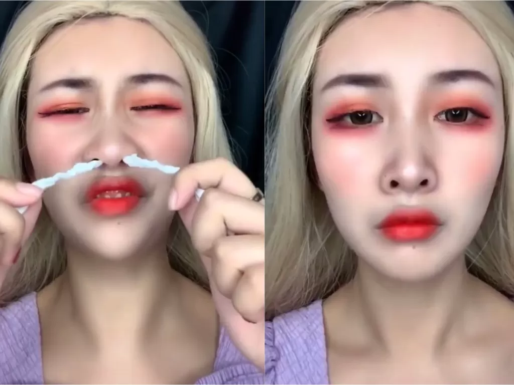 Transformasi wanita saat memakai make up (Screenshot)