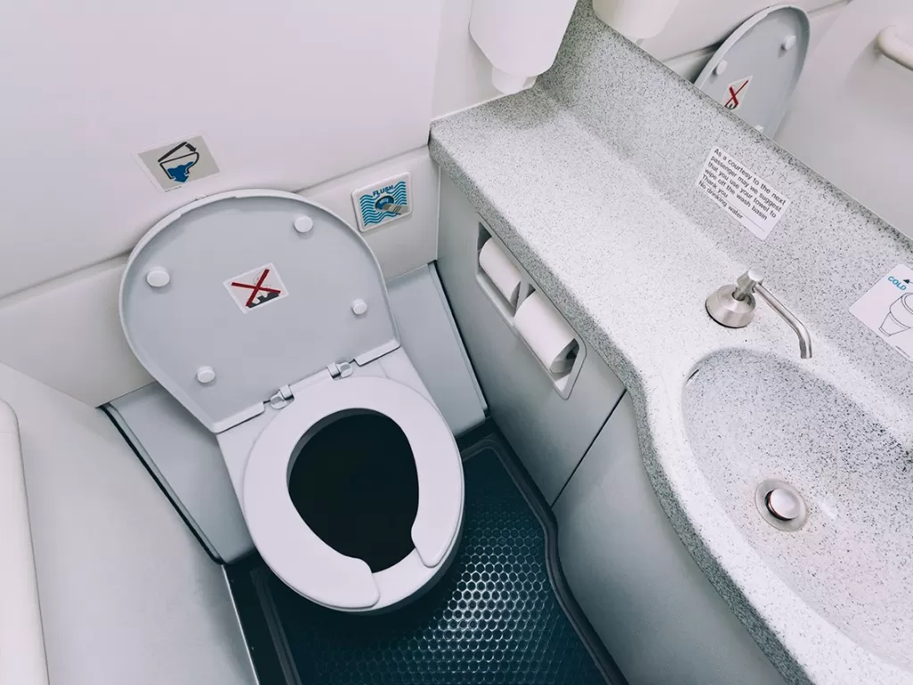 Ilustrasi toilet pesawat (The Points Guy)