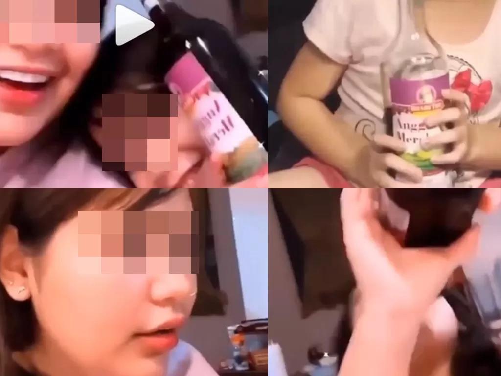 Cuplikan video viral perempuan diduga cekoki anak dengan miras.