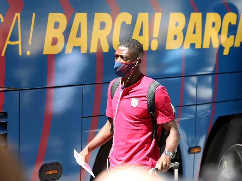 Ousmane Dembele, pemain sayap Barcelona. (REUTERS/RAFAEL MARCHANTE)