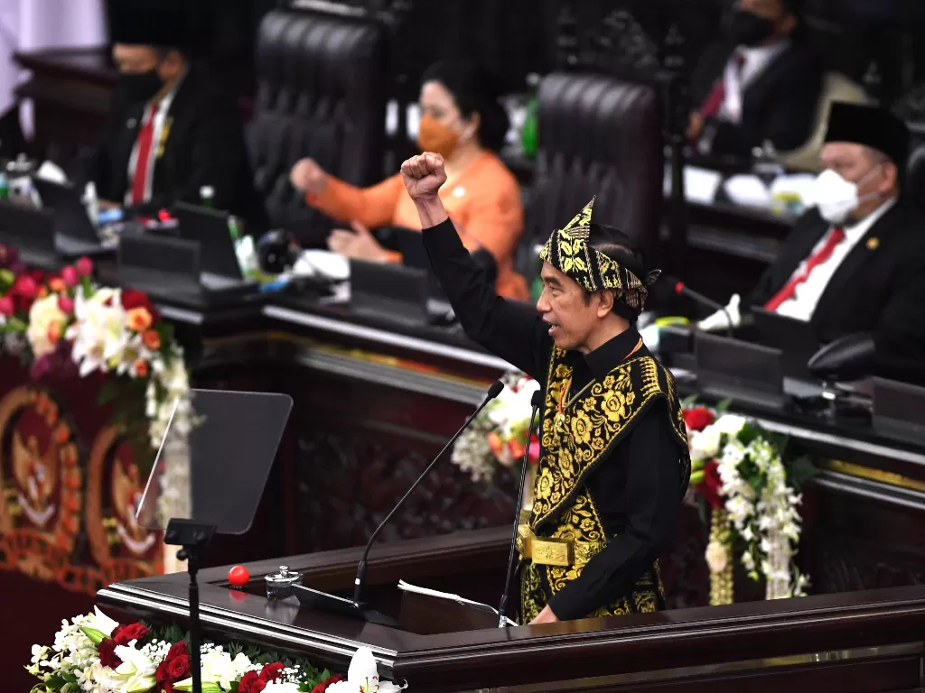 Presiden Jokowi dalam sidang tahunan MPR (ANTARA/Akbar Nugroho)