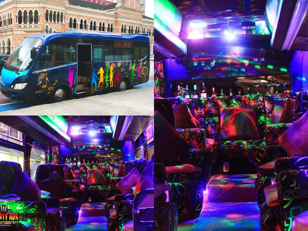 Mini bus yang dilengkapi dengan bar dan fasilitas karaouke di Thailand (photo/Facebook/ VIP Party Bus KL)