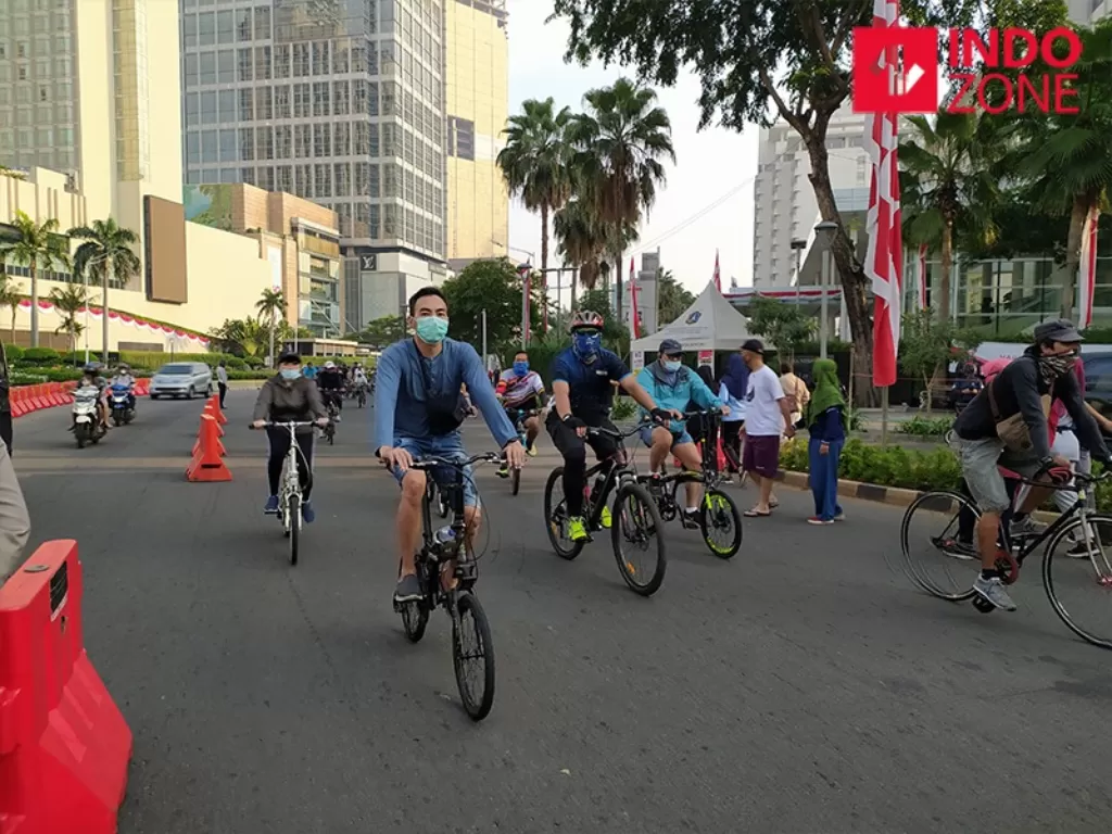 Ilustasi pesepeda di masa PSBB Transisi Jakarta. (INDOZONE/Wilfridus Kolo)