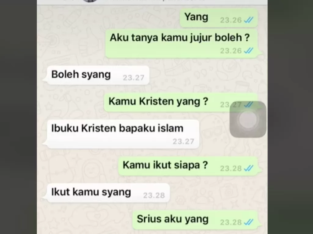 Percakapan sepasang kekasih di WhatsApp (Tiktok)