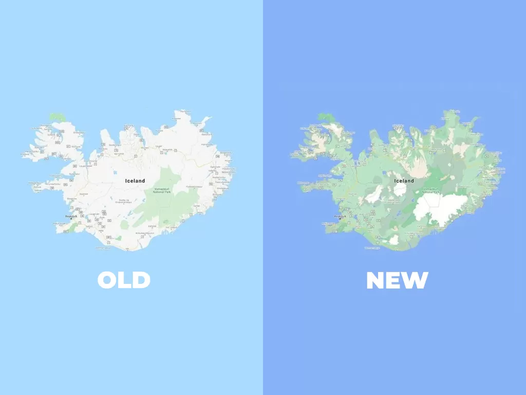 Perbandingan tampilan Google Maps lama dan baru (photo/Ubergizmo)