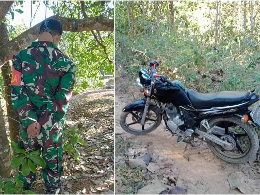 Serda Rusdi saat ditemukan tewas tergantung di pohon jambu mete di Desa Rahantari, Kecamatan Kabaena Barat, Kabupaten Bombana, Rabu (19/8/2020)