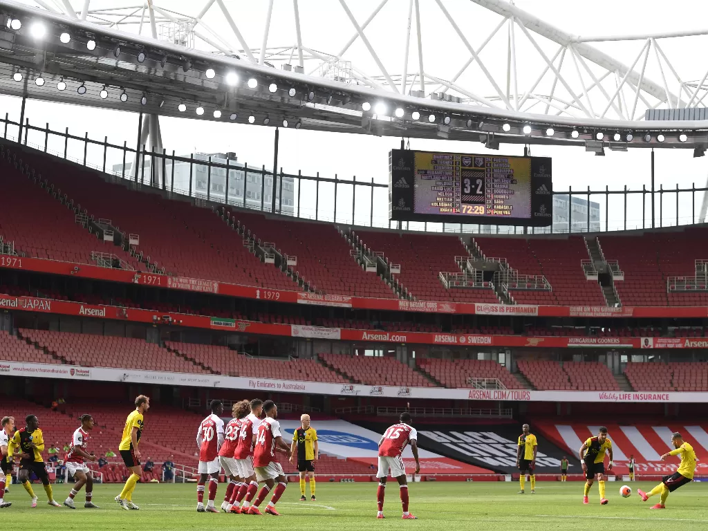 Ilustrasi suasan Emirates Stadium. (REUTERS/NEIL HALL)