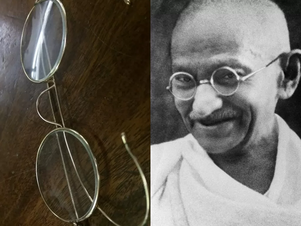 Kacamata Mahatma Gandhi yang laku Rp5 M. (Instagram/@eastbristolauctions) / Mahatma Gandhi. (Pixabay)
