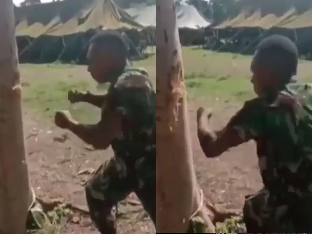 Potongan video tentara sedang latihan bela diri.(photo/Facebook/M Bakrie Charlie)
