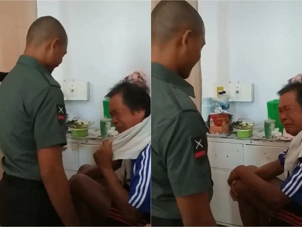 Pemuda beri kejutan untuk ayah usai lulus TNI (Screenshot)