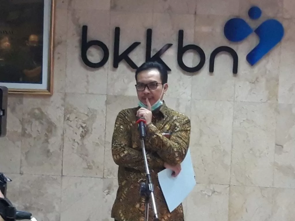 Kepala BKKBN Hasto Wardoyo saat konferensi pers di Jakarta. (ANTARA/Muhammad Zulfikar) 