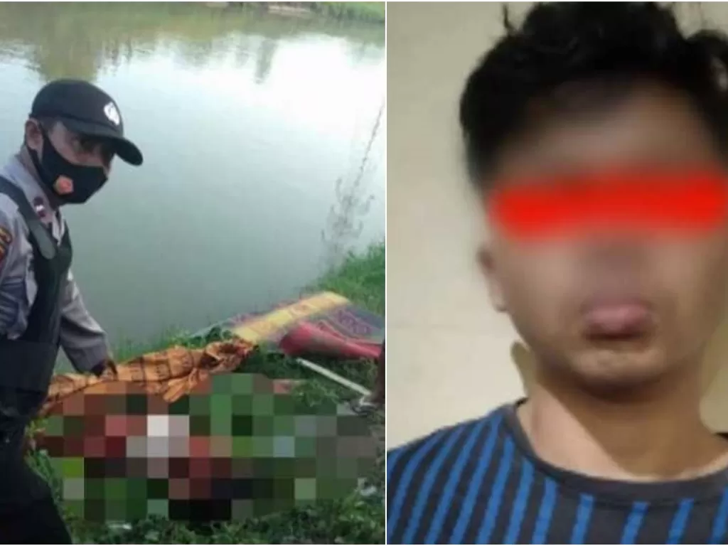 Petugas mengevakuasi jenazah DA (16), gadis remaja SMP yang tewas ditenggelamkan pacarnya di Lampung. (Facebook)