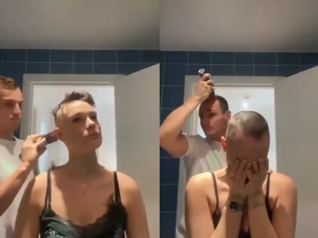 Pria yang cukur rambut kekasihnya yang menderita alopecia. (photo/Twitter/@RexChapman)