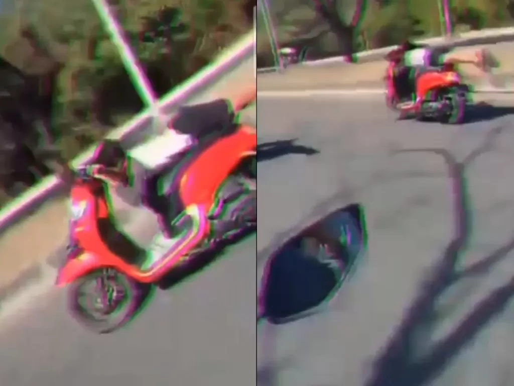  Potongan video anak muda yang melakukan balap liar di jalan raya. (photo/Instagram/infoserangan)