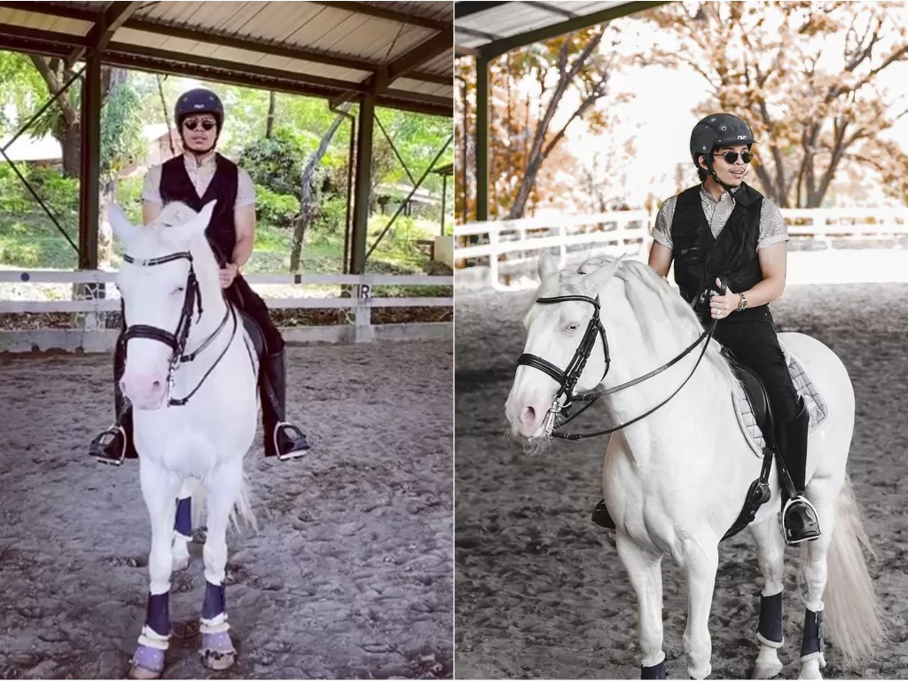 Atta Halilintar saat foto di atas kuda putih. (instagram/@attahalilintar)