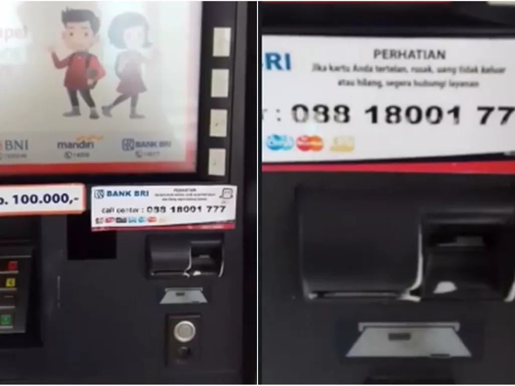 Penipuan bermodus nomor pengaduan kartu tertelan di ATM BRI Kaliputih, Genteng, Banyuwangi. (Istimewa)