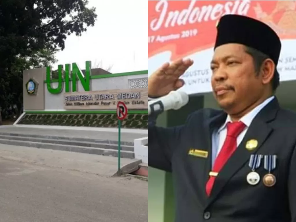 Kolase kampus UIN Sumatera Utara (ANTARA) dan Rektor UIN Sumatera Utara berinisial S (istimewa).