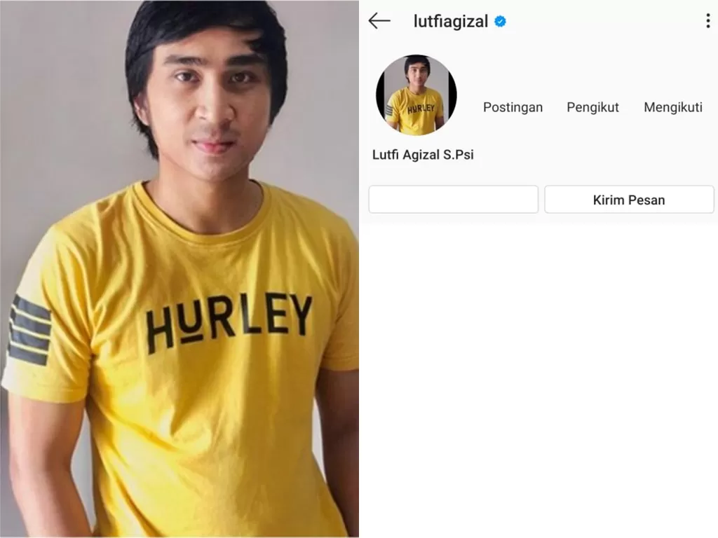 Akun Instagram Lutfi Agizal hilang. (Instagram/@lutfiagizal)