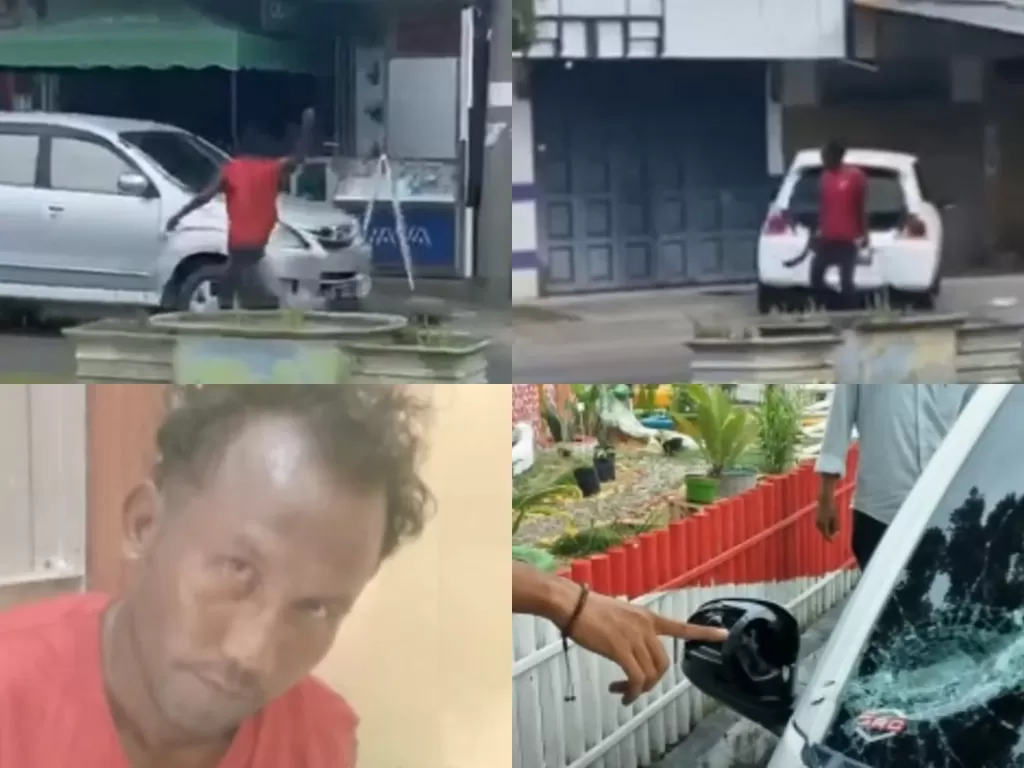 Lelaki pengidap gangguan jiwa yang mengamuk di jalanan sambil membawa parang. (YouTube Hamidi Official)