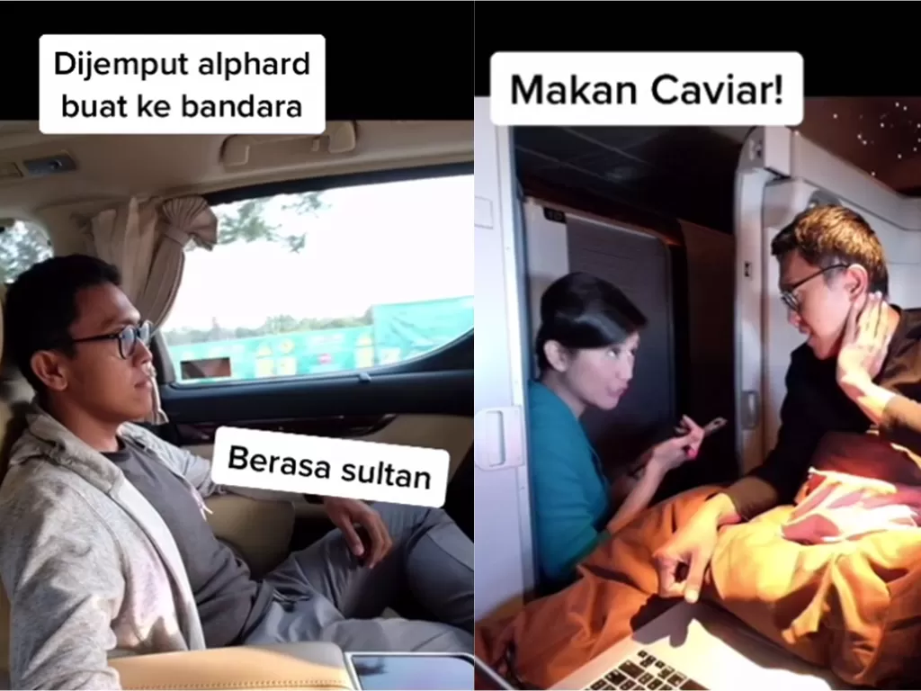 Traveler kisahkan rasanya naik pesawat first class Garuda Indonesia (Tik Tok/wiranurmansyah)