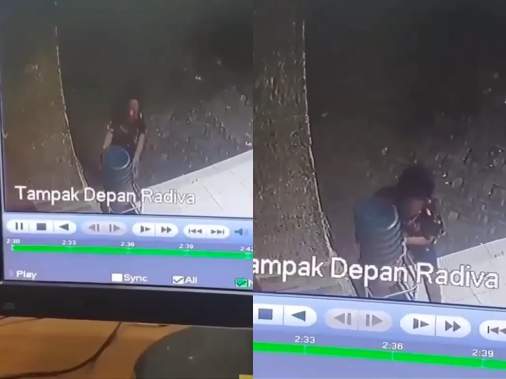 Cuplikan video pria yang mencuri galon air minum. (photo/Instagram/@jeg.bali)