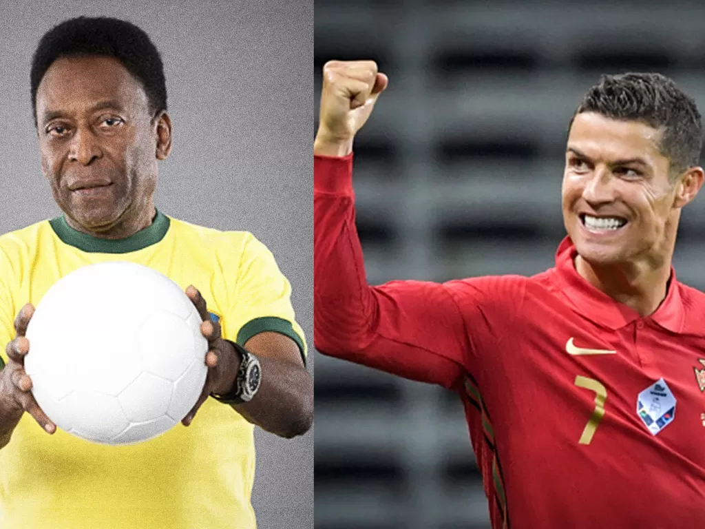 Pele (kanan). Cristiano Ronaldo (kiri). (photo/Instagram/@pele)