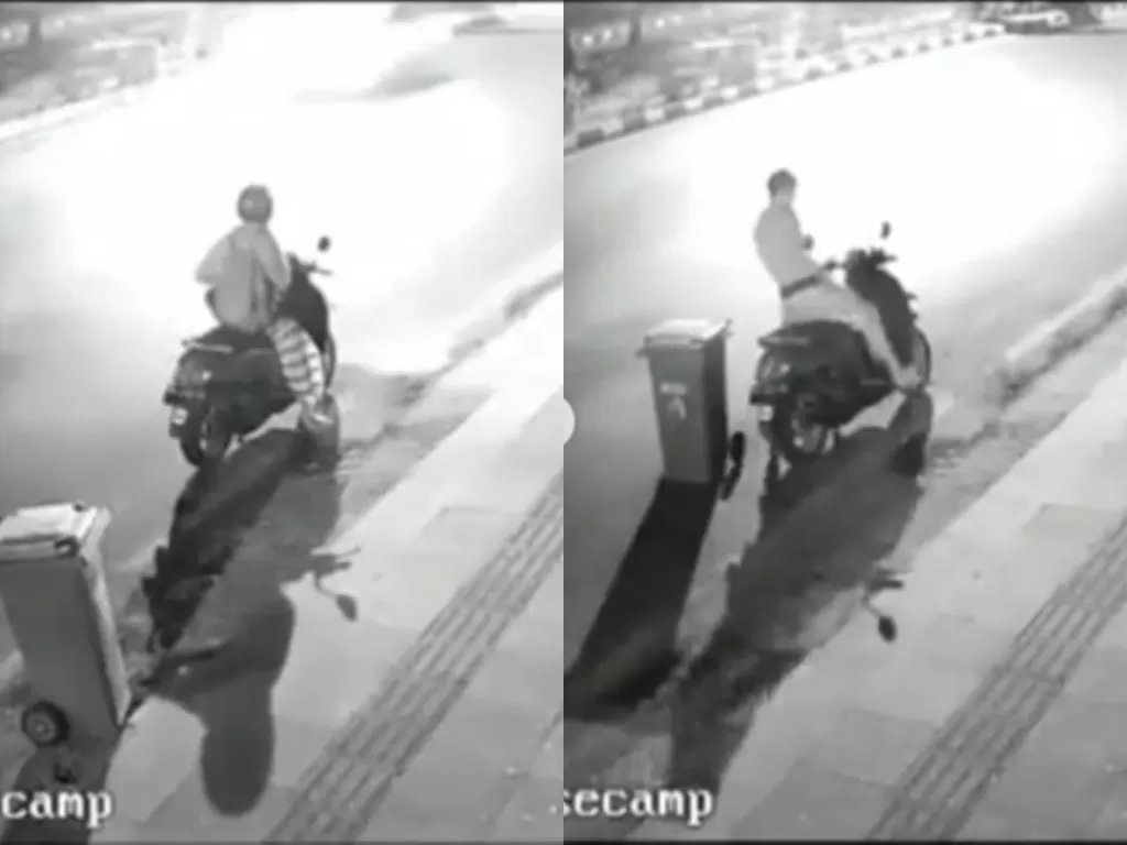 Potongan video pria bersarung yang diduga mencuri tong sampah. (photo/Instagram/@makassar_iinfo)