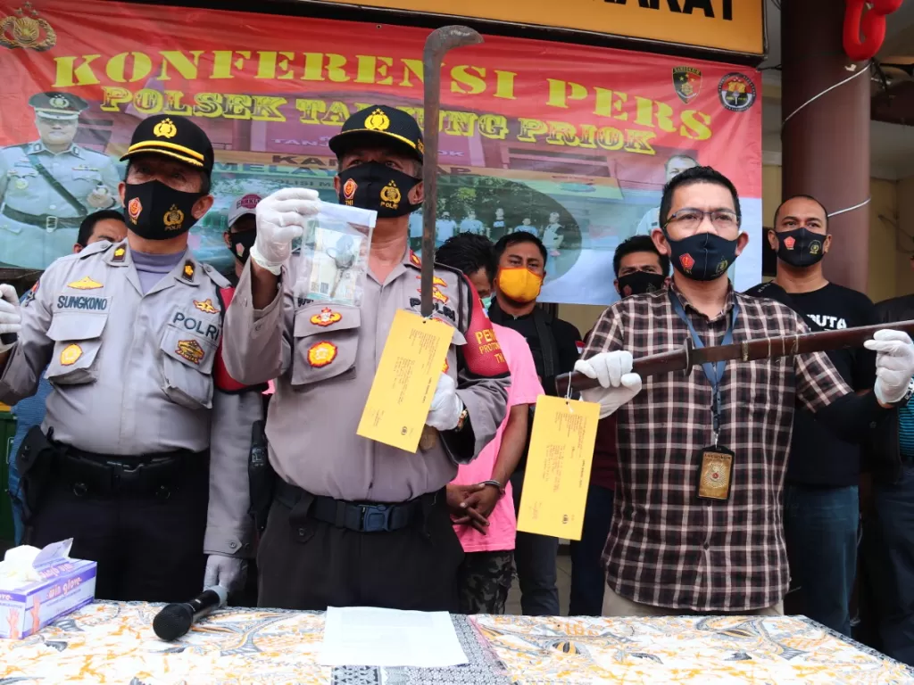 Press conference penangkapan tersangka penjual HP yang merampok korbannya. ( Dok. Humas Polres Metro Jakarta Utara).