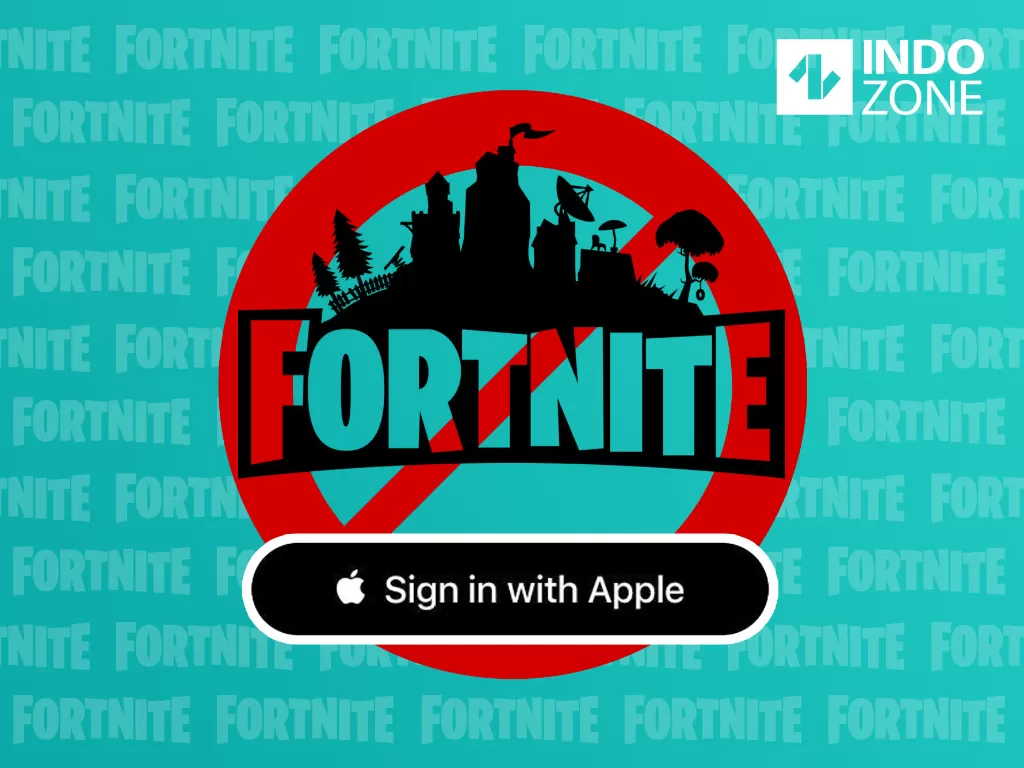 Ilustrasi login game Fortnite menggunakan akun Apple (Ilustrasi/INDOZONE/Ferry)