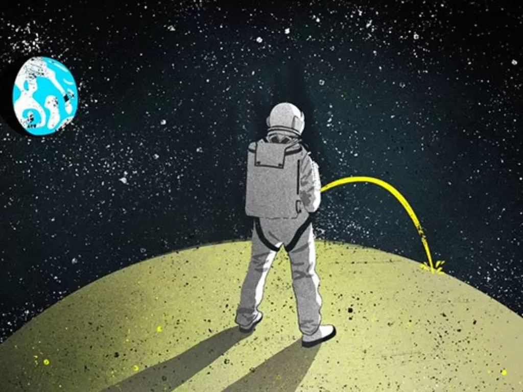 Ilustrasi urin astronot di Bulan. (Wired/Elena Lacey)
