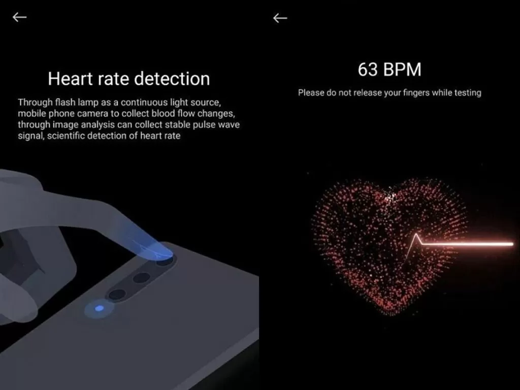 Tampilan fitur pendeteksi detang jantung di aplikasi Mi Health (photo/XDA-Developers)