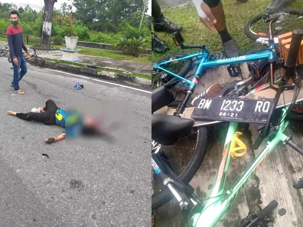 Pesepeda tewas ditabrak Pajero Sport di Kota Pekanbaru, Riau, Minggu (13/9/2020) (istimewa)