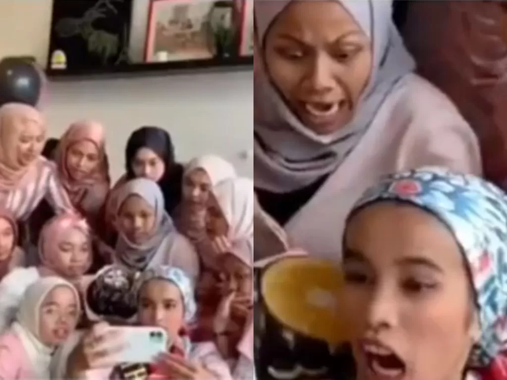 Cuplikan video saat sekelompok wanita ingin selfie, namun gagal (photo/Instagram/@makassar_iinfo)