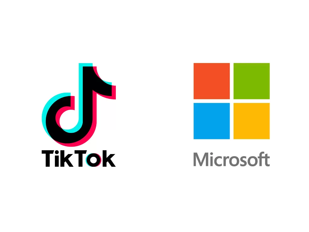 Logo aplikasi TikTok dan perusahaan Microsoft (photo/TikTok/Microsoft)