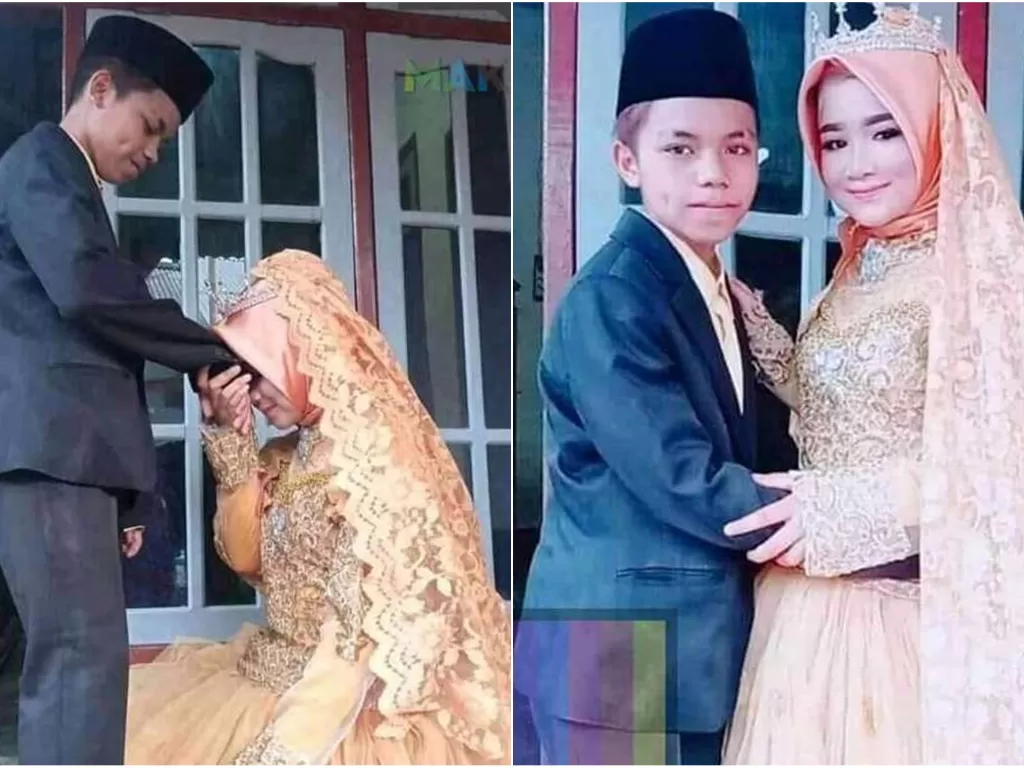 Pasangan remaja SMP dinikahkan di Lombok Tengah. (Instagram/Mak Inpoh)