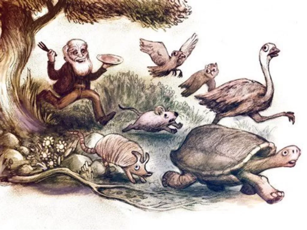 Ilustrasi Darwin dan hobi makannya yang aneh. (npr.org)