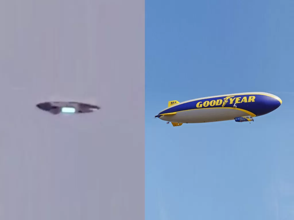 Balon udara milik Goodyear yang terlihat seperti sebuah UFO (photo/YouTube/Mizo CreaTube)