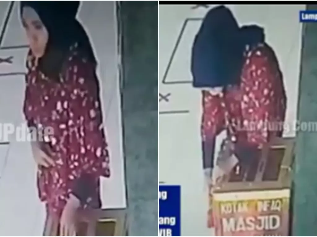 Wanita pencuri kotak amal di masjid. (Ist)