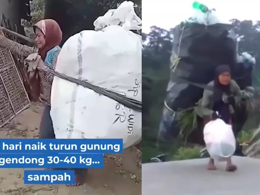Mbah Bingah, nenek pemungut sampah para pendaki di Gunung Merbabu, Jawa Tengah. (Ist)